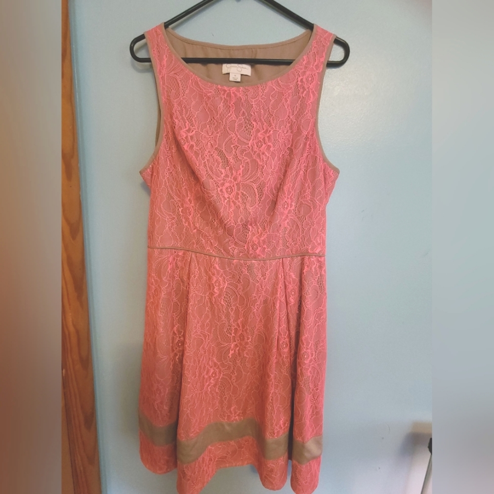 Pink laced Jessica Simpson dress with pockets